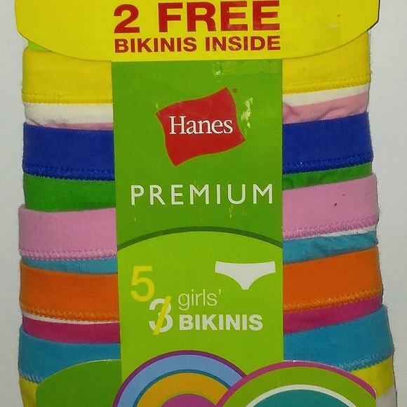 NWT~Hane's~Girls Cotton 5 Pack Premium Bikini Panties~Size 10 - Picture 5 of 6